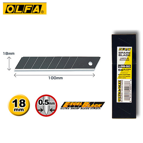 OLFA  LBB-50  大型超銳黑刃美工刀片(50片裝) / 盒