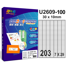 彩之舞 進口3合1白色標籤-203格圓角 100張/包 U2609-100