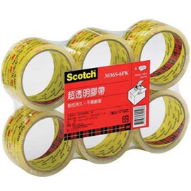 【3M】3036S-6 Scotch 超透明封箱膠帶 6捲入/包(48mm x 40yd)