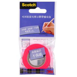 【3M】812R Scotch 可再貼螢光標示膠帶補充包 紅 /包