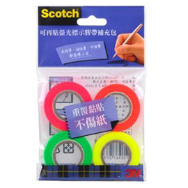 【3M】812R4 Scotch 可再貼螢光標示膠帶補充包4入 / 包