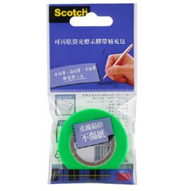 【3M】812G Scotch 可再貼螢光標示膠帶補充包 綠 /包