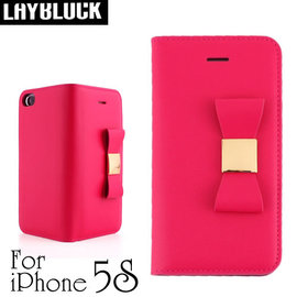 yardiX代理 【韓國 LAYBLOCK Ribbon Classic手工真皮蝴蝶結iPhone 5/5S保護套 紫色】皮夾造型 保護殼/保護皮套 適合搭配保護貼/觸控筆