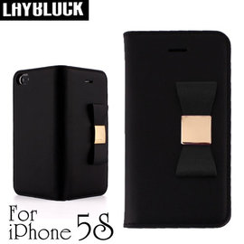 yardiX代理 【韓國 LAYBLOCK Ribbon Classic手工真皮蝴蝶結iPhone 5/5S保護套 紫色】皮夾造型 保護殼/保護皮套 適合搭配保護貼/觸控筆