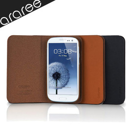 【韓國araree Aero Flip Samsung Galaxy S3 側翻式皮革質感保護殼 附保護貼】