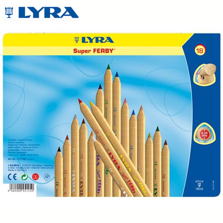 【德國LYRA】三角原木色鉛筆(17.5cm)18色 / 盒