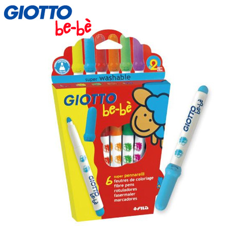 【義大利 GIOTTO】可洗式寶寶彩色筆(6色) / 盒