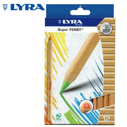 【德國LYRA】三角原木色鉛筆(17.5cm)12色 / 盒