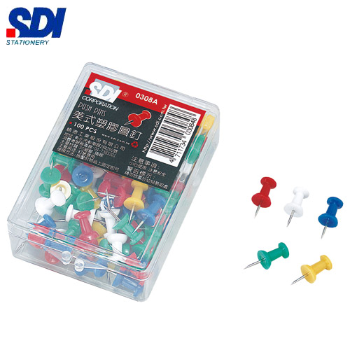 SDI手牌   0308H    美式圖釘 -60粒入  /  盒
