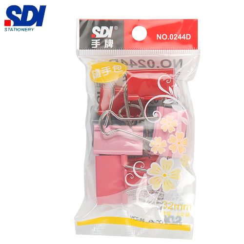 SDI手牌   0244D   32mm  彩色長尾夾- 6支入 / 包