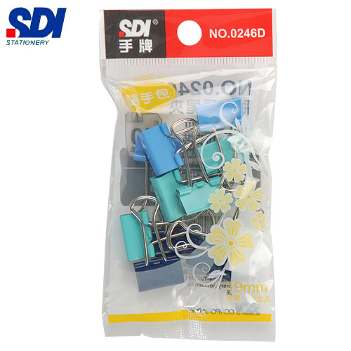 SDI手牌   0246D   19mm  彩色長尾夾- 10支入 / 包