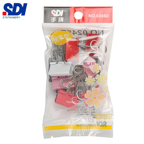 SDI手牌   0245D   25mm  彩色長尾夾- 8支入 / 包