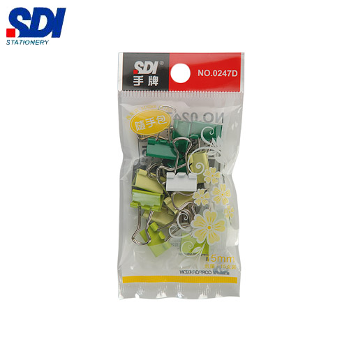 SDI手牌   0247D   15mm  彩色長尾夾- 15支入 / 包