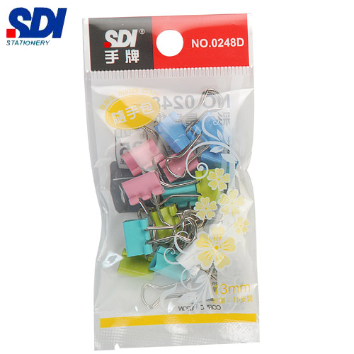 SDI手牌   0248D   13mm  彩色長尾夾- 15支入 / 包