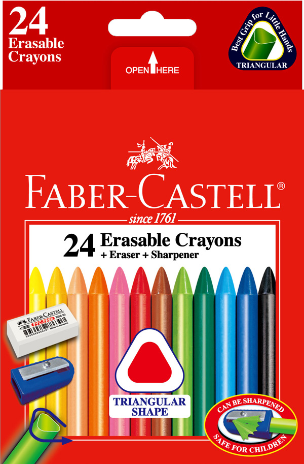 FABER-CASTELL 輝柏 122624 三角擦擦蠟筆-24色 / 盒