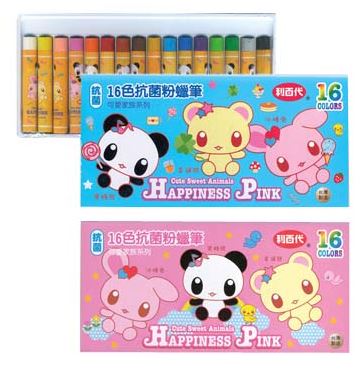 利百代 1604-OP 可愛家族抗菌粉蠟筆16色 / 盒