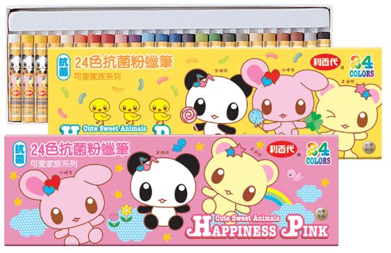 利百代 2405-OP 可愛家族抗菌粉蠟筆24色 / 盒