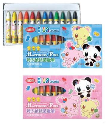 利百代 1205-JC 可愛家族特大號抗菌蠟筆12色 / 盒
