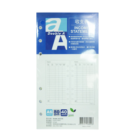 Double A A6收支表活頁紙 40張入/包 DAAG14005