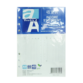 Double A A5收支表內頁活頁紙 40張入/包 DAAG14002