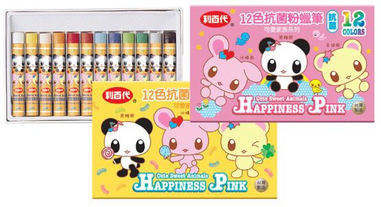 利百代 1207-OP 可愛家族抗菌粉蠟筆12色 / 盒