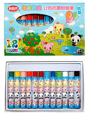 利百代 1211-op 可愛家族抗菌粉蠟筆12色 / 盒