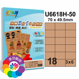 彩之舞 進口3合1牛皮標籤-18格直角 50張/包 U6618H-50