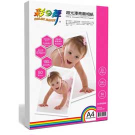 彩之舞 A4 190gsm防水超光澤亮面相紙 50入/包 HY-B191
