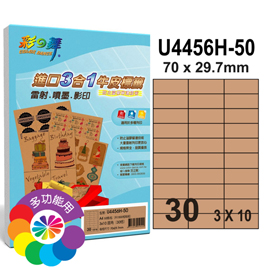 彩之舞 進口3合1牛皮標籤-30格直角 50張/包 U4456H-50