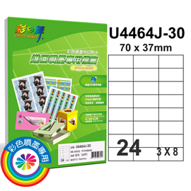彩之舞 進口防水噴墨專用標籤-24格直角 30張/包 U4464J-30