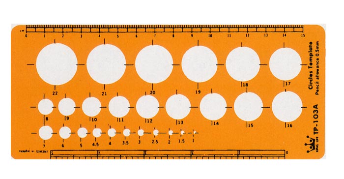 LIFE 徠福 TP-103A圓定規-73x171x0.8MM(1-22MM)26孔 / 片