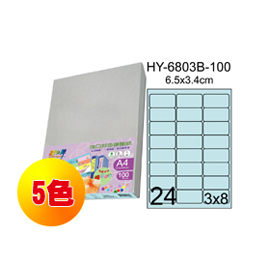 彩之舞 進口3合1彩色標籤-24格圓角(5色) 100張/包 HY6803-100