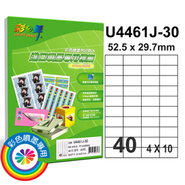 彩之舞 進口防水噴墨專用標籤-40格直角 30張/包 U4461J-30