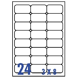 裕德3合1電腦標籤24格圓角 20張/包 US4262