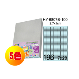 彩之舞 進口3合1彩色標籤-196格圓角(5色) 100張/包 HY6807-100