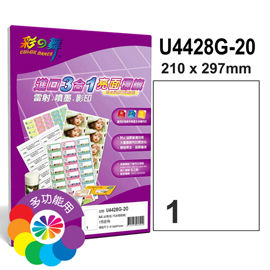 彩之舞 進口3合1亮面標籤-1格直角 20張/包 U4428G-20