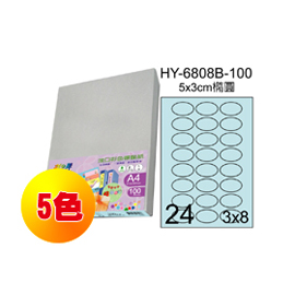 彩之舞 進口3合1彩色標籤-24格橢圓(5色) 100張/包 HY6808-100