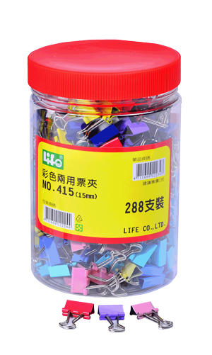 LIFE 徠福 NO.415 彩色兩用票夾(10色筒裝)15mm -288支入 / 筒