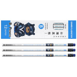 【雄獅】NO.121B台灣黑熊圓桿轉印皮頭鉛筆 12入/打