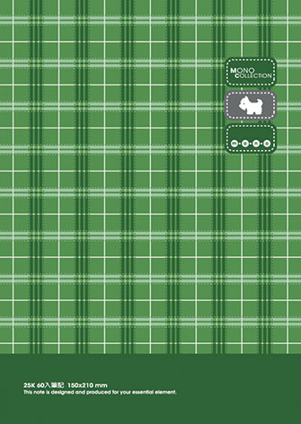 博崴 AM1436 Mono 25K布格紋膠皮筆記-綠(153*214) -3本入 / 包