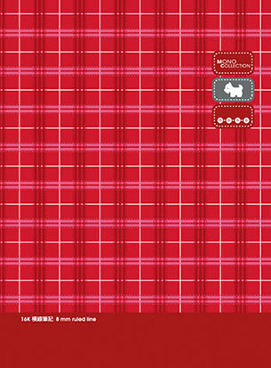 博崴 AM1058 Mono 16K布格紋平裝筆記本-紅 -10本入 / 包