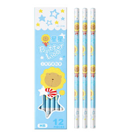 【雄獅】NO.187HB 奶油獅星星三角轉印塗頭鉛筆 /盒