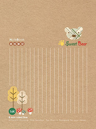 博崴 AF1073 16K直格筆記(牛皮格紋熊) -10本入 / 包