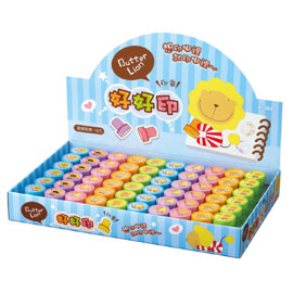 【雄獅】IK-004 奶油獅好好印圓型印章 60入/盒 