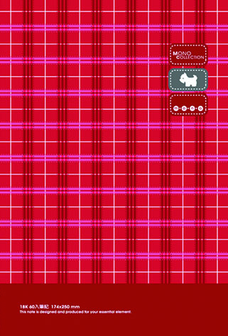 博崴 AM1430 Mono 18K布格紋膠皮筆記-紅(176*252) -3本入 / 包