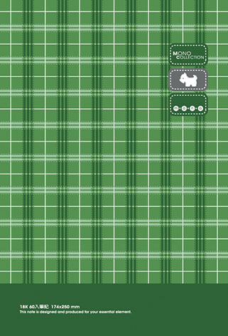 博崴 AM1432 Mono 18K布格紋膠皮筆記-綠(176*252) -3本入 / 包