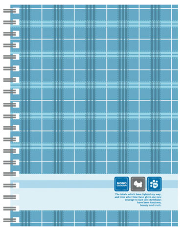 博崴 AM3258 50K布格紋夾袋膠圈本-藍 -3本入 / 包