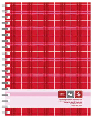 博崴 AM3254 25K布格紋夾袋膠圈本-紅 -3本入 / 包