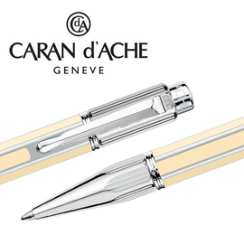 CARAN d'ACHE 瑞士卡達 VARIUS 維樂斯中國漆原子筆(象牙白)銀 / 支