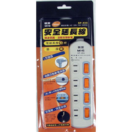 【明家】SP-404 4開4插家用安全延長線6呎/ 條  